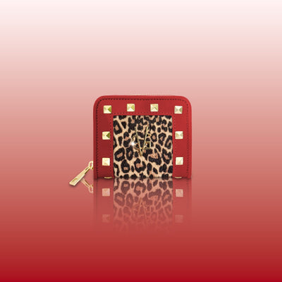 Wonderful Christmas - Portafoglio quadrato rosso saffiano & leopardo