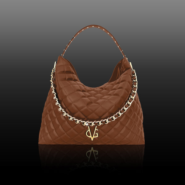 VG Shopper bag trapuntata cuoio & borchie