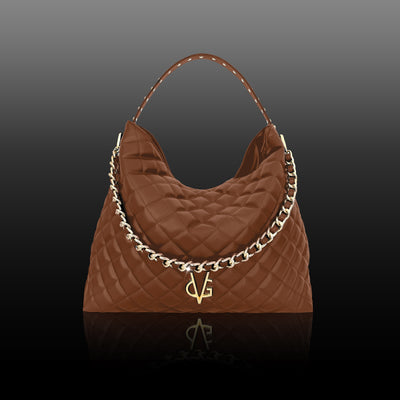 VG Shopper bag trapuntata cuoio & borchie