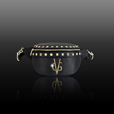 VG Saffiano - Marsupio nero con borchie