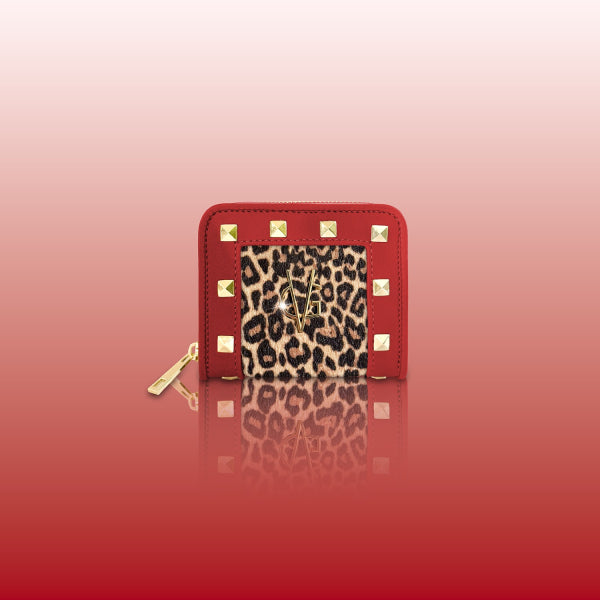 Wonderful Christmas - Portafoglio quadrato rosso saffiano & leopardo