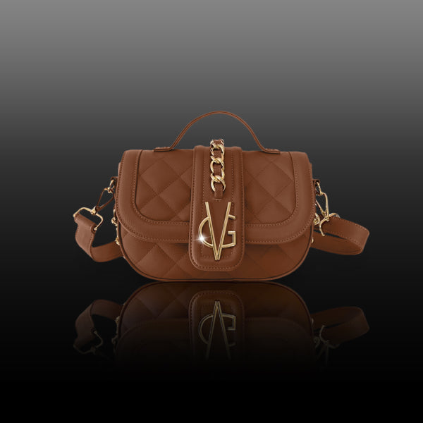 VG - Chic matelasse borsa a tracolla cuoio